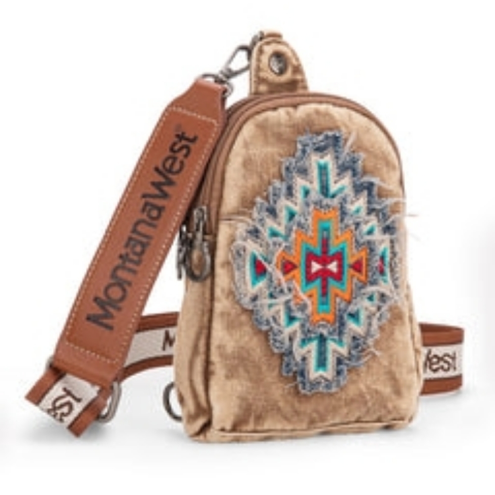 Montana West Small Embroidered Aztec Sling Bag Western Crossbody Purse